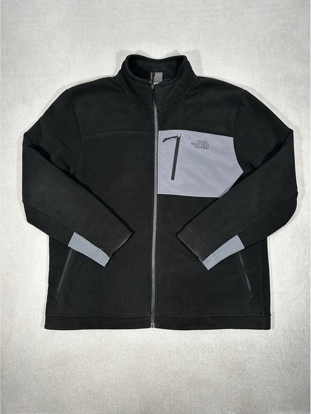 The North Face Men’s XXL Full Zip Fleece Jacket Black Gray Soft Shell